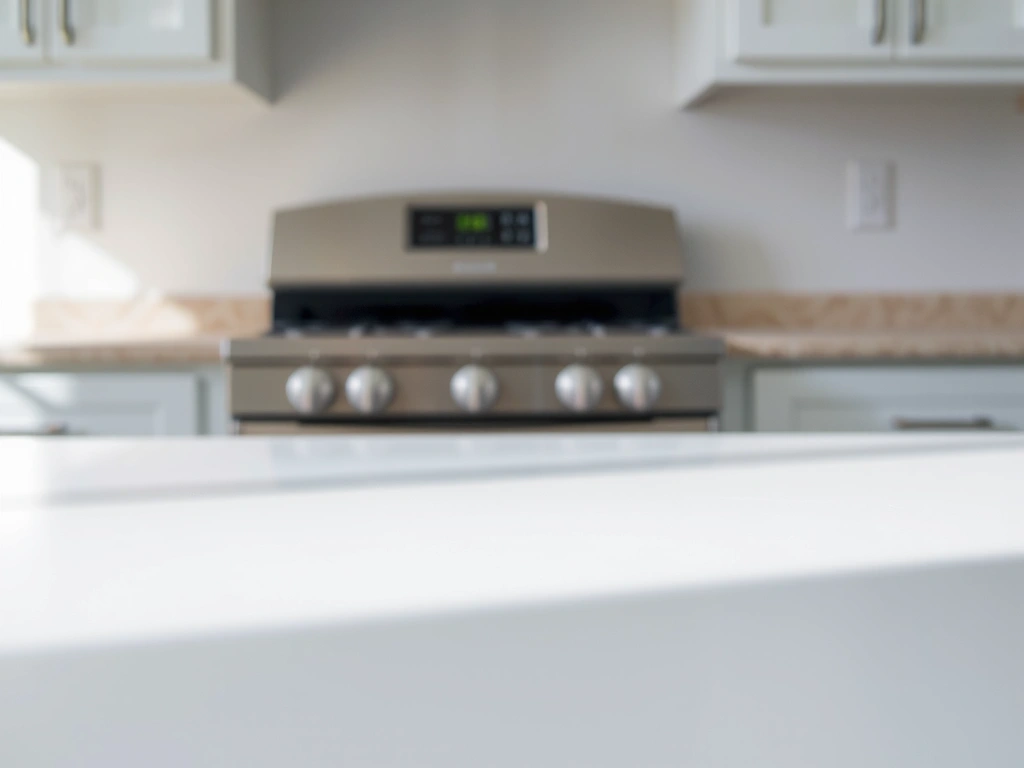 Borde de encimera libre de residuos bajo luz rasante